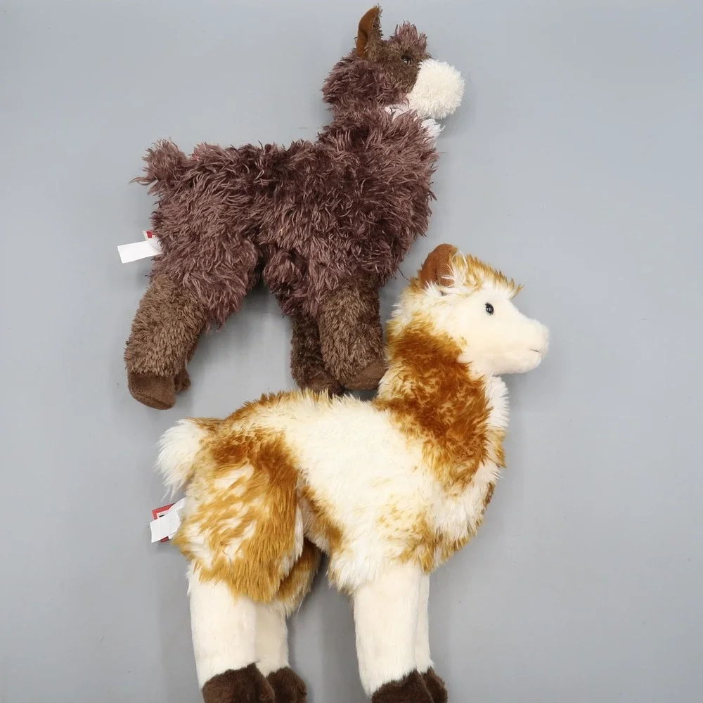 2x DOUGLAS Toys Plush LLAMAS Alpacas Brown Tan White 10